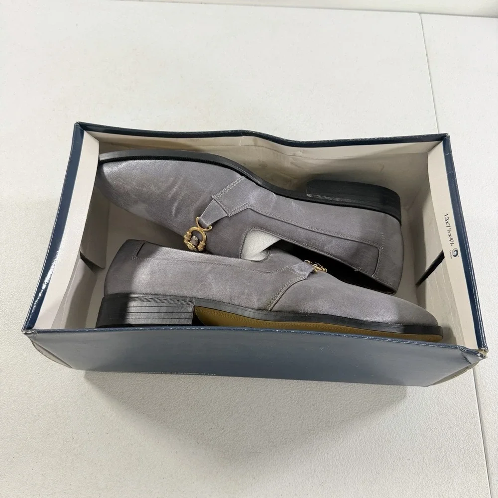 Giorgio Brutini Satin Lusher Slip On Men's Loafers Silver Size 10.5 M NIB